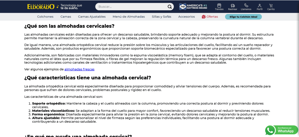 Página explicando qué es una almohada cervical